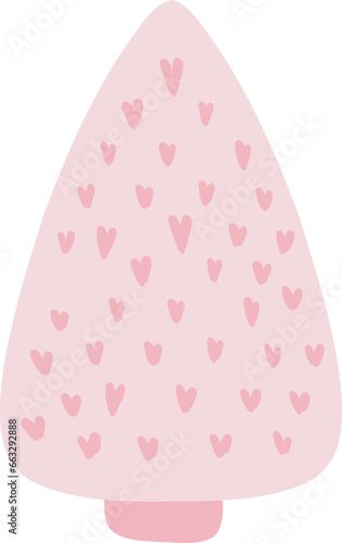 Cute Christmas Pink Tree Illustration. © Natcha