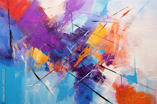 abstract artistic background  blue  red and purple strokes of paint  Dynamic and chaotic abstract oil painting with textured brushstrokes and bold colors  AI Generated