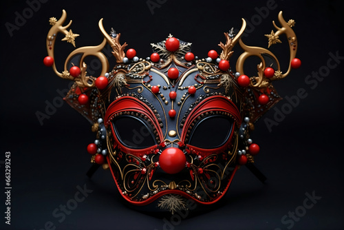 Festive Christmas Reindeer Face Mask on a Black Background