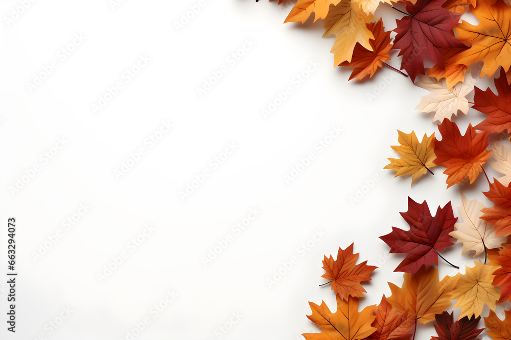 Autumn background with maple leaves border design with copy space, AI generative Autumn background with maple leaves border design with copy space, AI generative