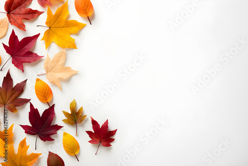 Autumn background with maple leaves border design with copy space  AI generative