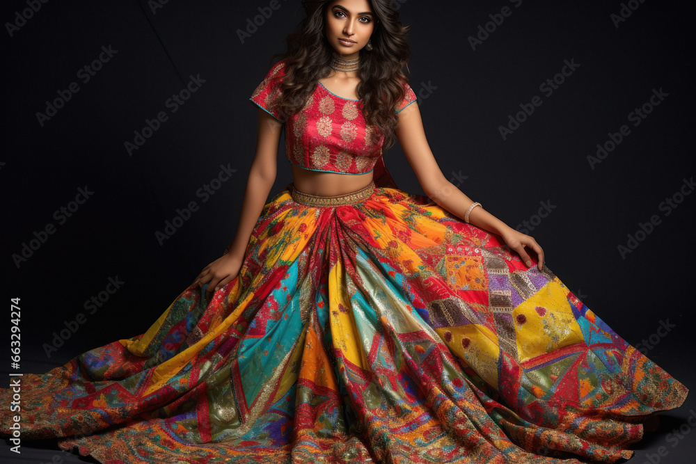 Young beautiful woman in traditional attire, lehenga-choli