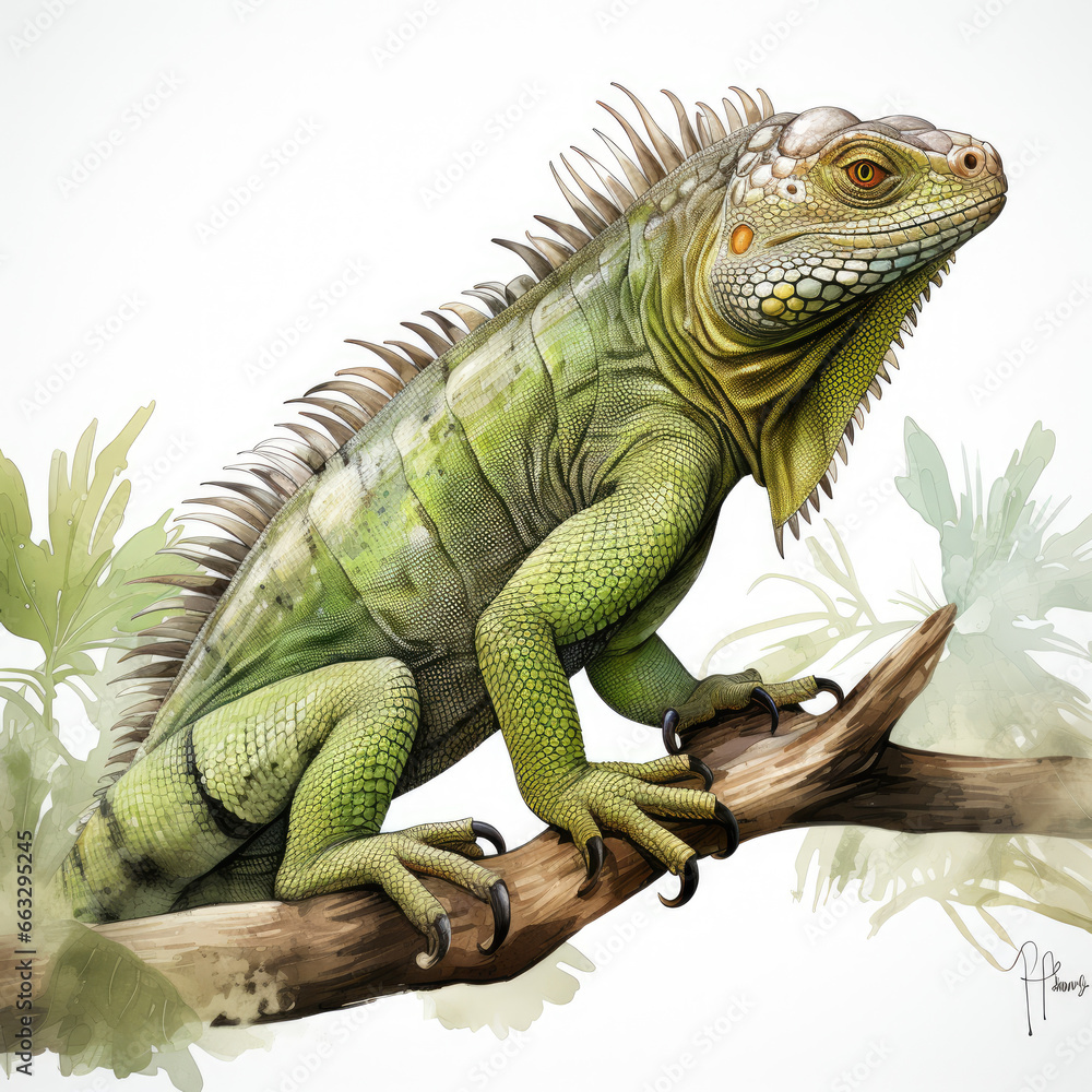 watercolor Chameleon Teaclipart, Generative Ai watercolor Chameleon Teaclipart, Generative Ai