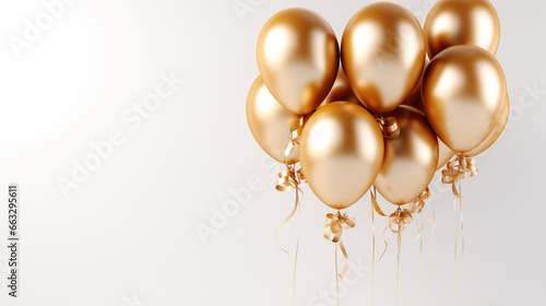 Golden balloons background with copy space. AI 