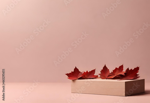 Seasonal Leafy Pedestals, 
Wooden Platforms for Fall Events, 
Outdoor Autumn Speaking Podiums, 
Leaves Decorated Presentation Stands