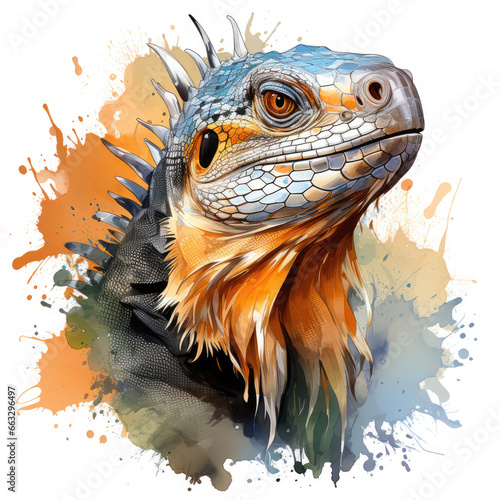 watercolor Chameleon Teaclipart  Generative Ai