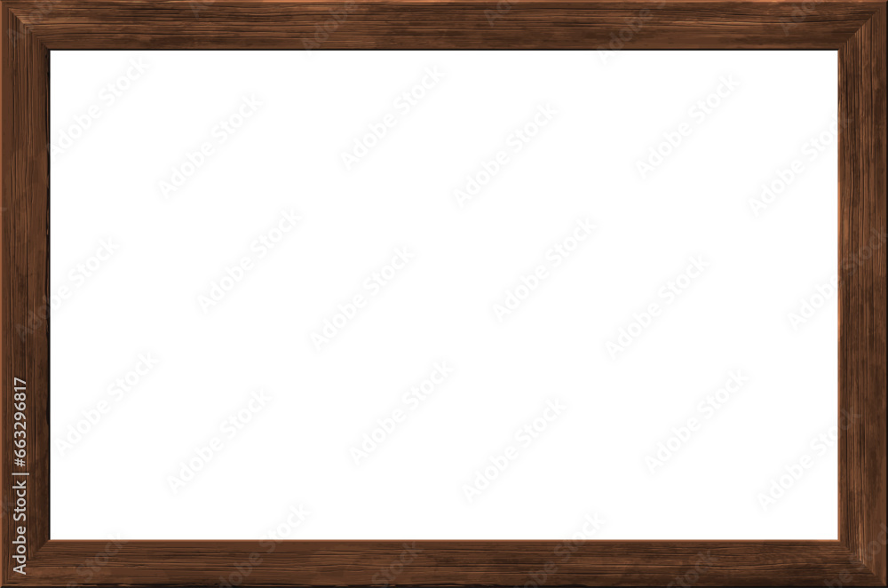 White background in a wooden frame on the wall.