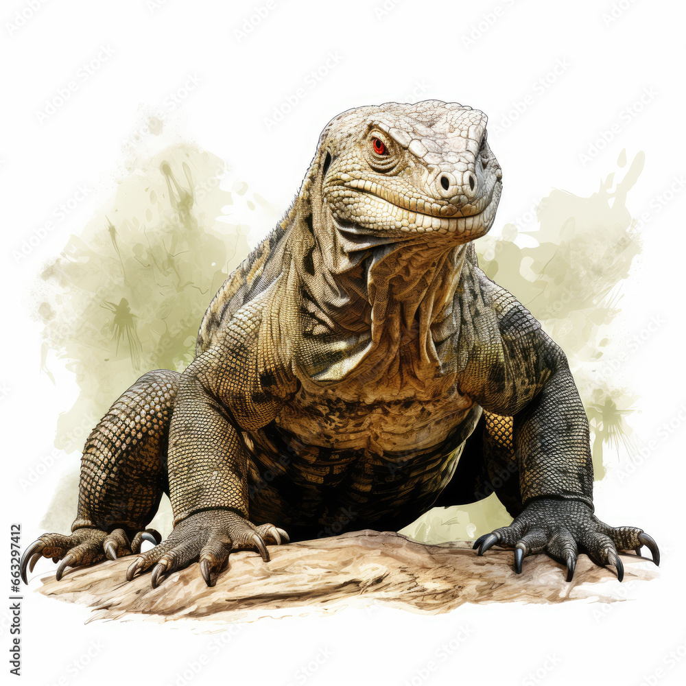 Fototapeta premium watercolor Chameleon Teaclipart, Generative Ai
