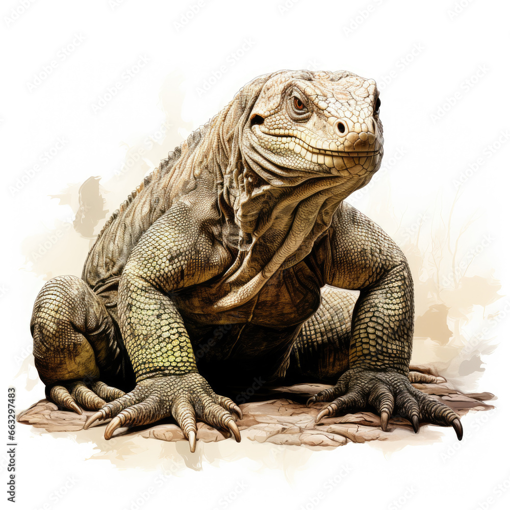 Fototapeta premium watercolor Chameleon Teaclipart, Generative Ai