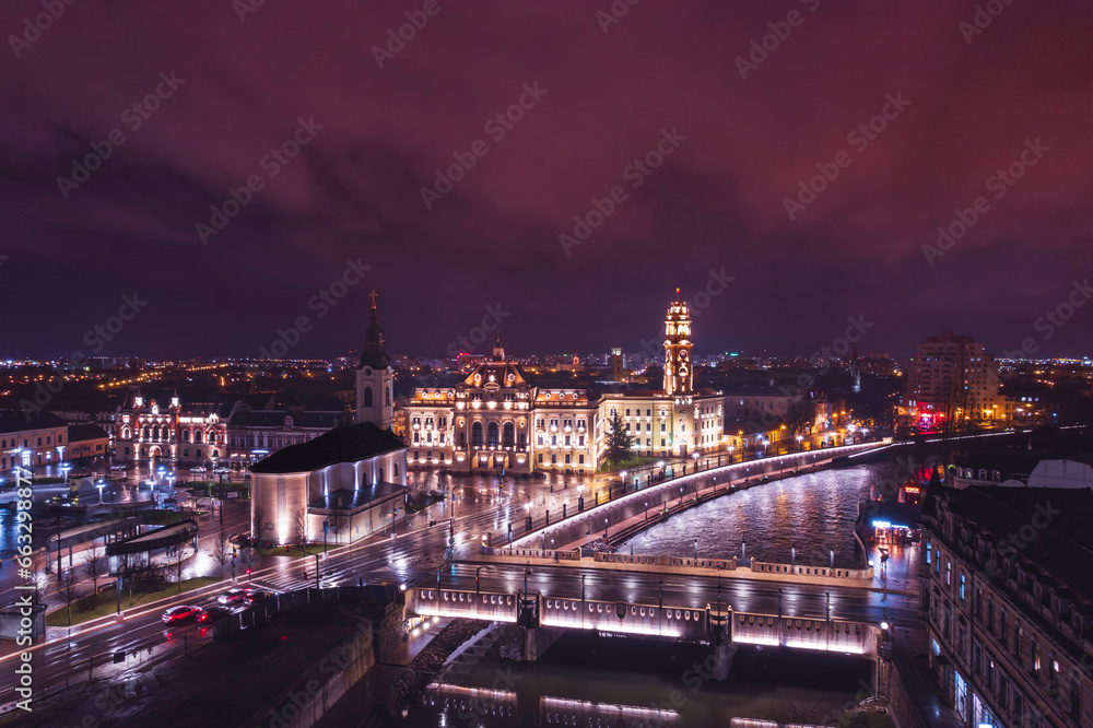 Oradea romania tourism aerial a breathtaking night view of a historic European city from a high vantage point