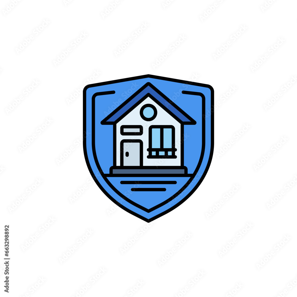 real estate protection vector icon. real estate icon filled line style. perfect use for logo , presentation, website, and more. modern icon design color line style real estate protection vector icon. real estate icon filled line style. perfect use for logo , presentation, website, and more. modern icon design color line style