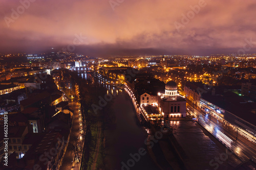 Oradea romania tourism aerial a mesmerizing night skyline of a historic European city's iconic attractions © Damian