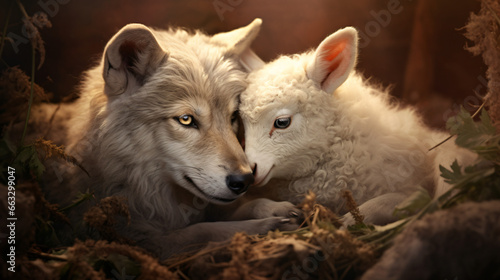 Wolf lamb together friends