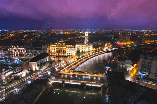 Oradea romania tourism aerial a stunning nighttime aerial view of a historic European city s iconic attractions