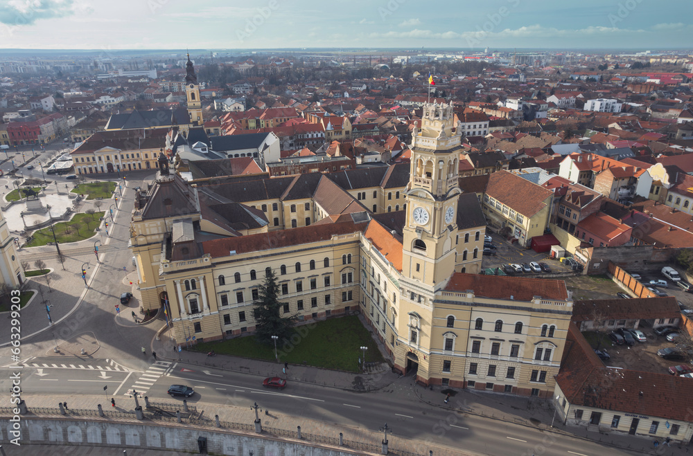 Oradea romania tourism aerial a mesmerizing night skyline showcasing the historic charm and iconic attractions of a European city
