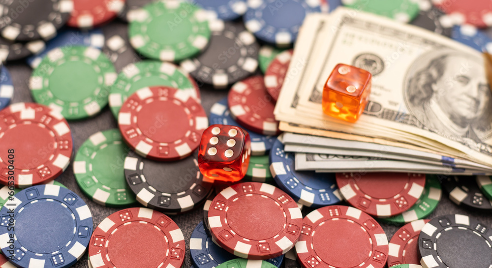 casino chips border background on green table casino chips border background on green table