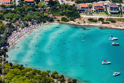Aerial view of beach in Cesme, Izmir, Turkey. photo