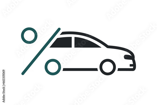Percentage car icon. Illustration vector
