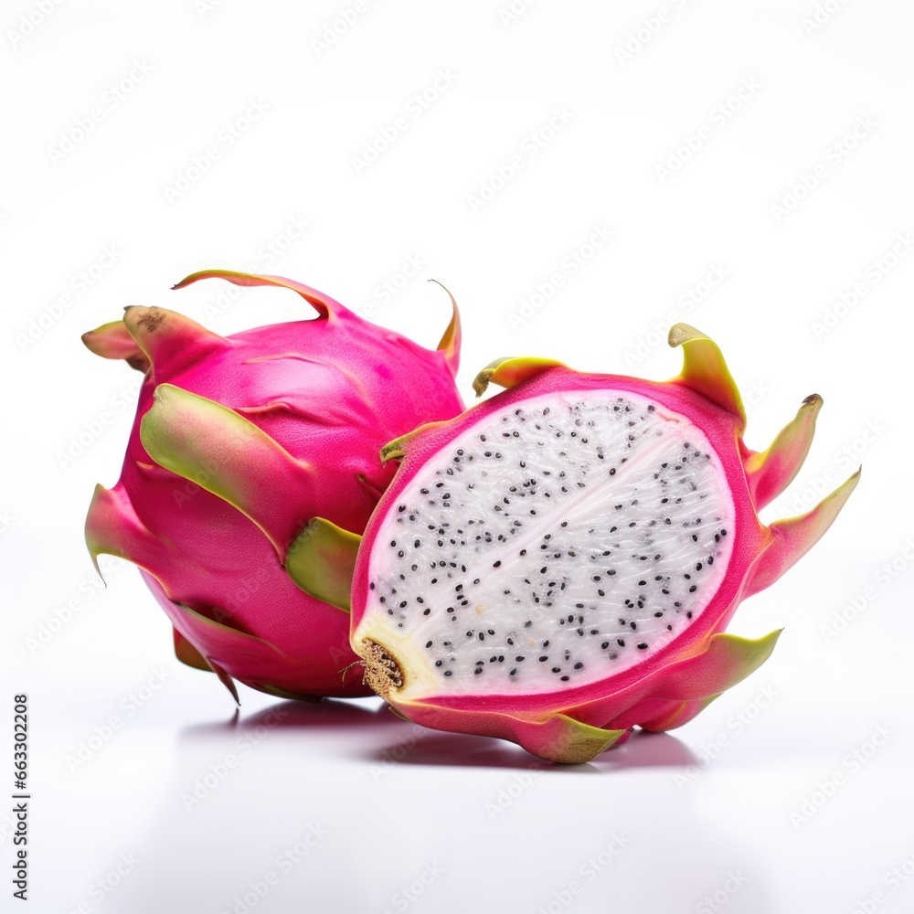 A close up of a dragon fruit cut in half A close up of a dragon fruit cut in half