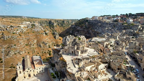 Matera - Basilicata Region Italy - Aerial view over the historic old town