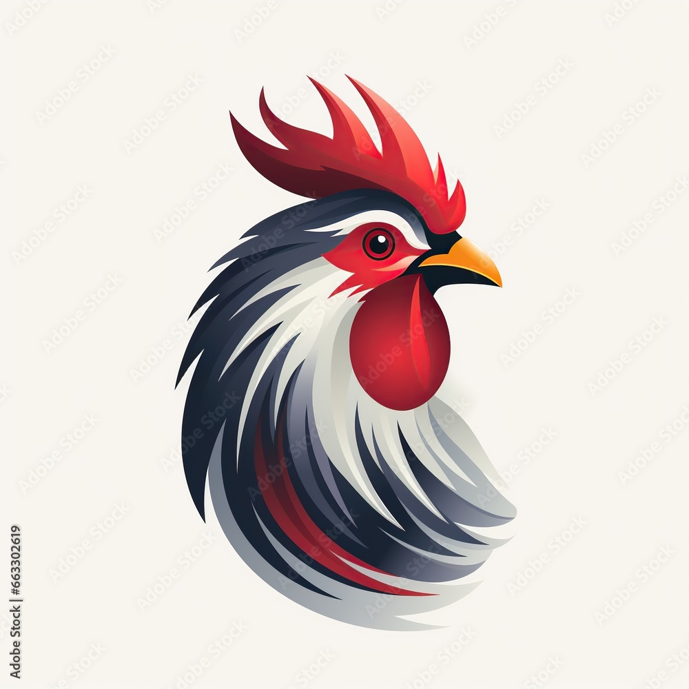 logo emblem with a rooster head on white isolated background