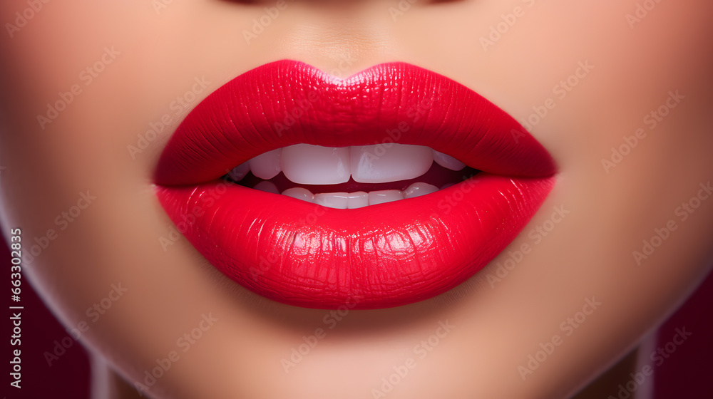 Beautiful female smile with red lipstick and white teeth Beautiful female smile with red lipstick and white teeth