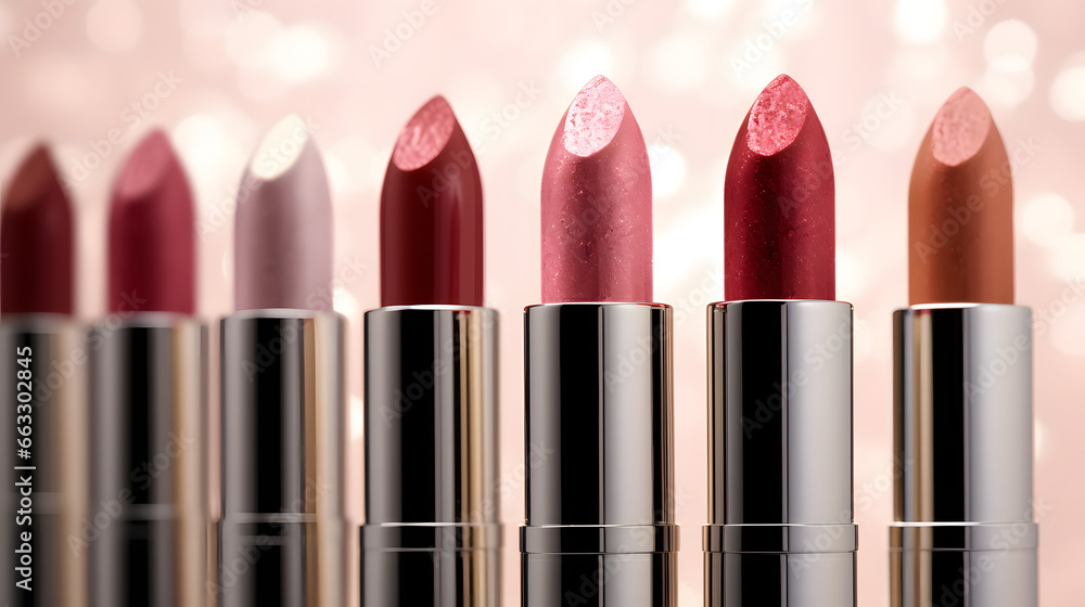 Fototapeta premium A palette of trendy lipstick colors. Decorative cosmetics