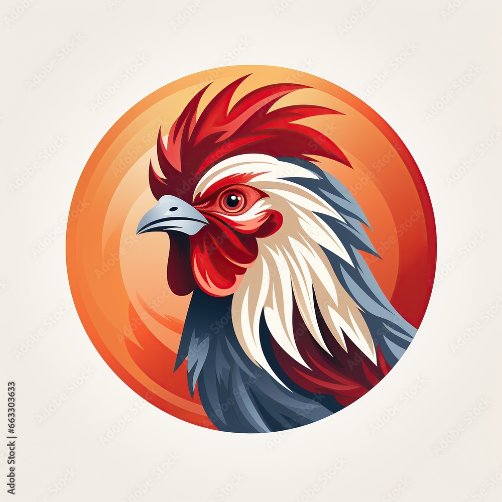 round logo emblem with a rooster head on white isolated background round logo emblem with a rooster head on white isolated background
