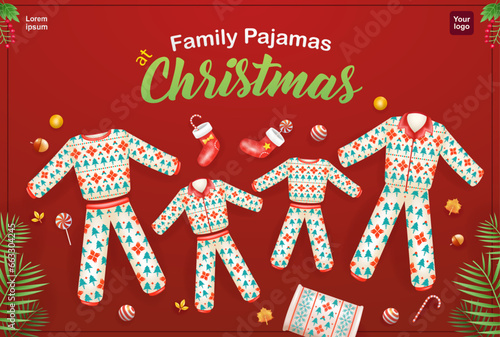 Family pajamas at Christmas. 3d vector, suitable for family events, Christmas, gifts and business photo