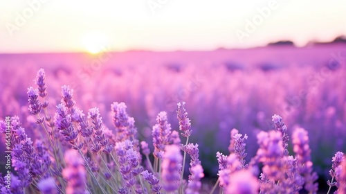 Beautiful lavender field at sunset. Nature background