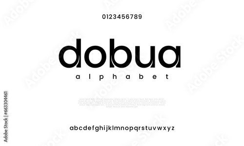 Dobua creative modern urban alphabet font. Digital abstract moslem, futuristic, fashion, sport, minimal technology typography. Simple numeric vector illustration