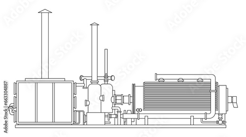 Plastic Pyrolysis - recycling system in thin line