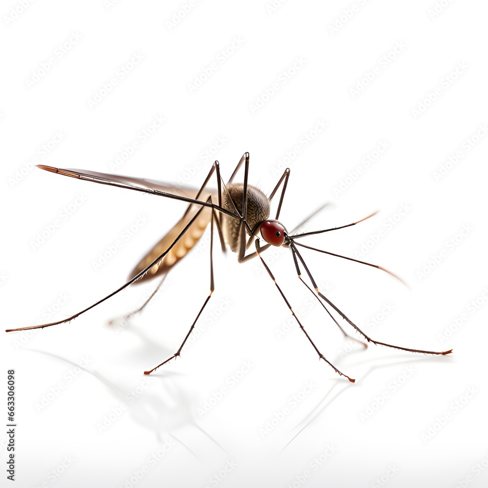 mosquito on white background, closeup. mosquito on white background, closeup.