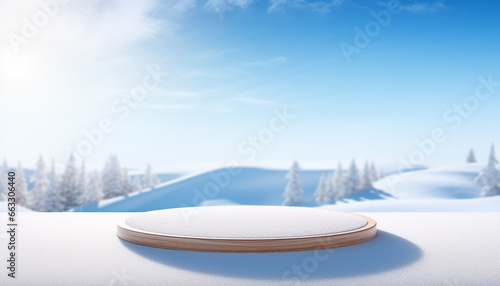  background with snow and podium for product presentation © RJ.RJ. Wave