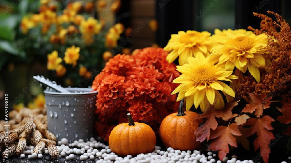 Flowers in pots in autumn Flowers in pots in autumn