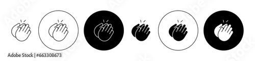 Clapping hands icon set in black filled and outlined style. Congratulation clap vector symbol. Applause handclap emoji vector sign. Appreciate vector sign for ui designs. photo