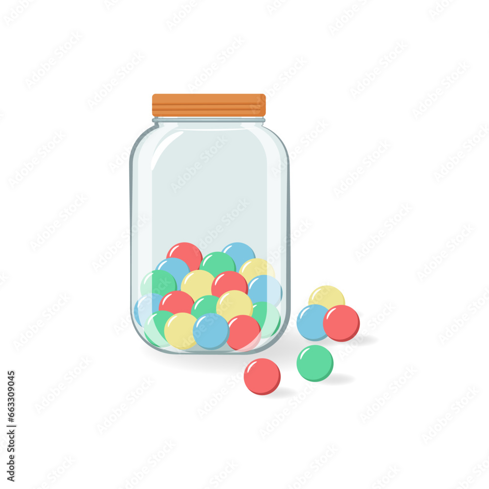jar glass with balls candies sweet confectionery isolated icon vector illustration