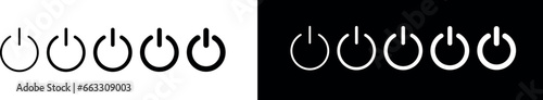 Black and white power icon line. Sign ON. Start button