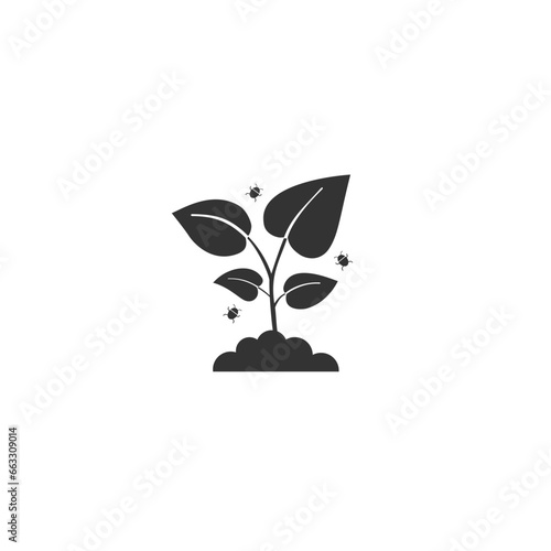 Pest plant icon, damage crop for aphid attack, harmful insect, tick or bug, editable stroke vector illustration flat sign