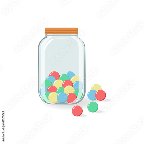 Obraz na płótnie jar glass with balls candies sweet confectionery isolated icon vector illustration w salonie