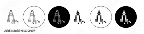 Building toy icon set in black color. Preschool blocks vector icon. Building brick toy vector sign for ui designs.