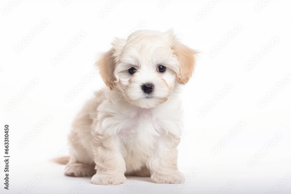 Studio portrait of a cuddly cream maltipoo puppy Studio portrait of a cuddly cream maltipoo puppy