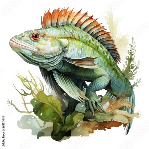 watercolor Tilapia dragon Teaclipart  Generative Ai