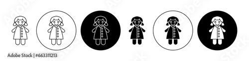 Doll icon set. Baby doll icon in black color for ui designs. photo
