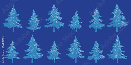Stylized trees, Christmas tree, isolated on white background, vector design