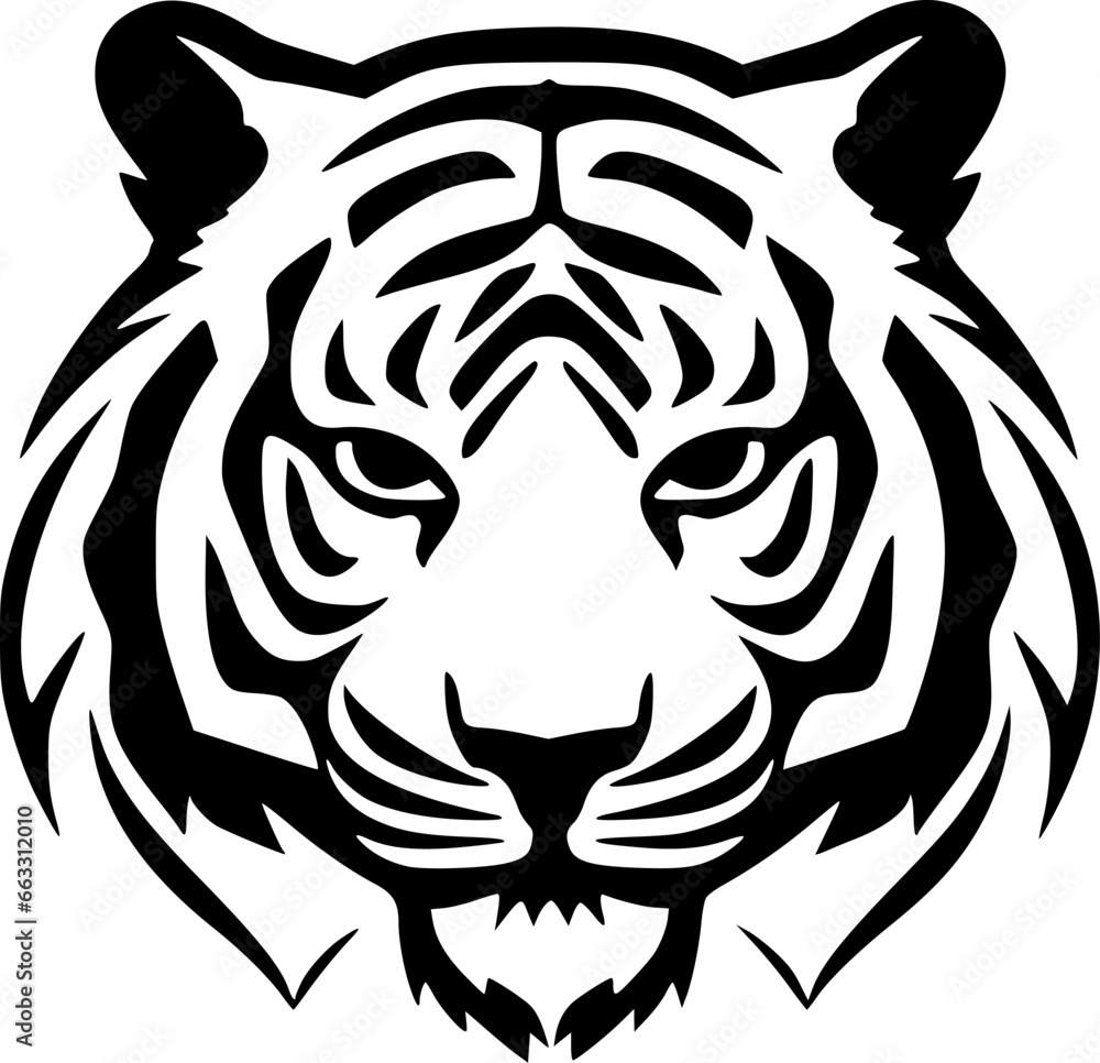 Tiger | Black and White Vector illustration Tiger | Black and White Vector illustration
