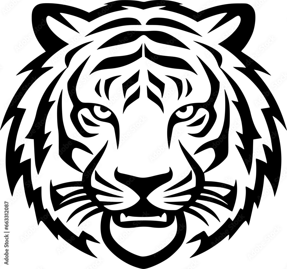 Fototapeta premium Tiger | Black and White Vector illustration