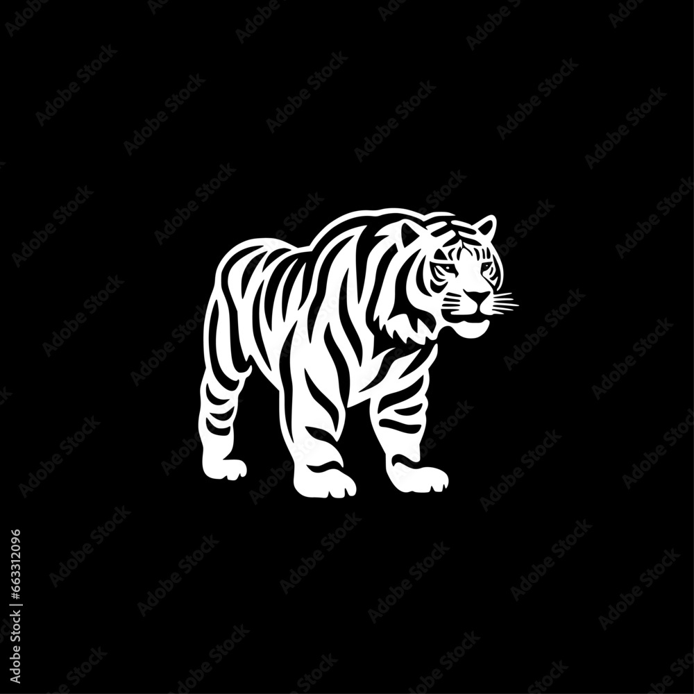Obraz premium Tiger | Black and White Vector illustration