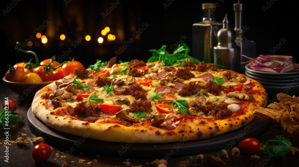 Pizza Delicacy A Flavorful and Cheesy Pizza with a Meat Extravaganza 