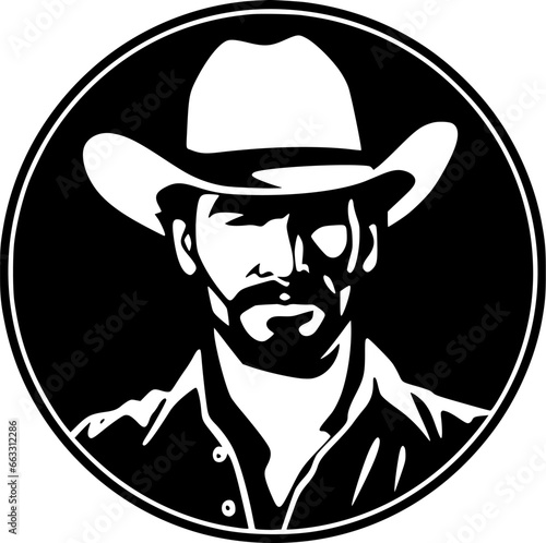 Western - Black and White Isolated Icon - Vector illustration
